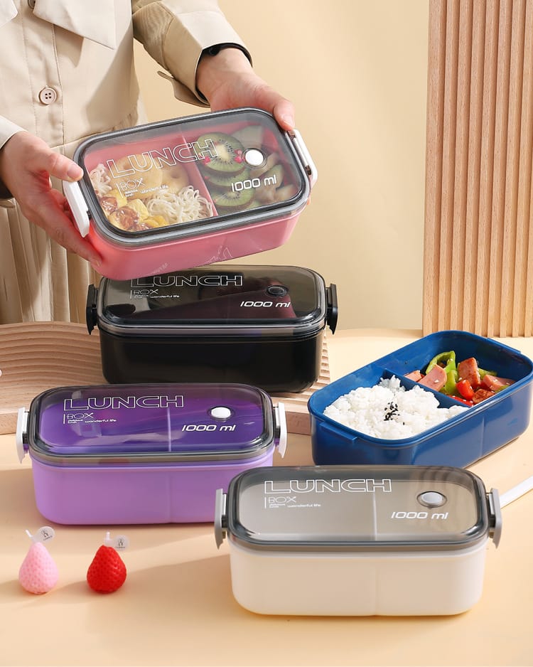 Lunch Box Hermétique 1000ml Plastique Résistant au Micro-ondes Lunchbox