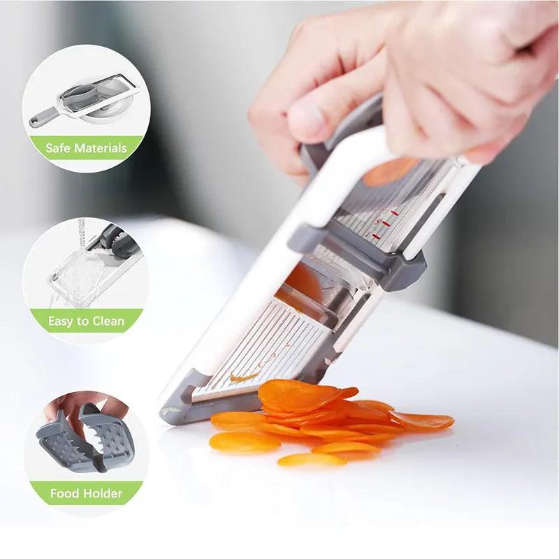 Mandoline avec Lame en Acier Inoxydable Ajustable pour Légumes et Fromage Mandoline