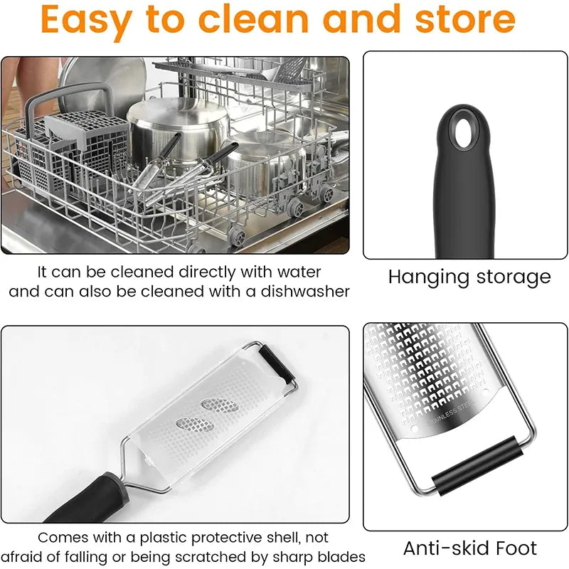 Râpe à Agrumes Inox avec Étui de Protection | Multifonctionnelle zesteur