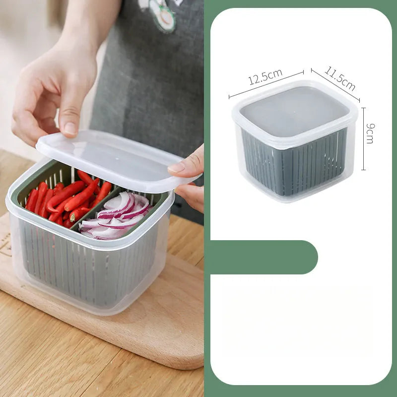 Bac de Conservation Fruits et Légumes avec Grille Égouttoir 1L
