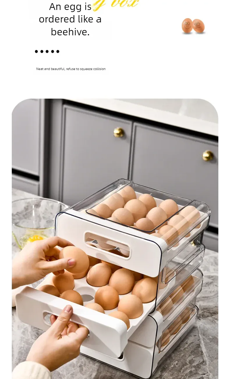 Organiseur de Rangement Frigo pour 32 Œufs | Double Couche