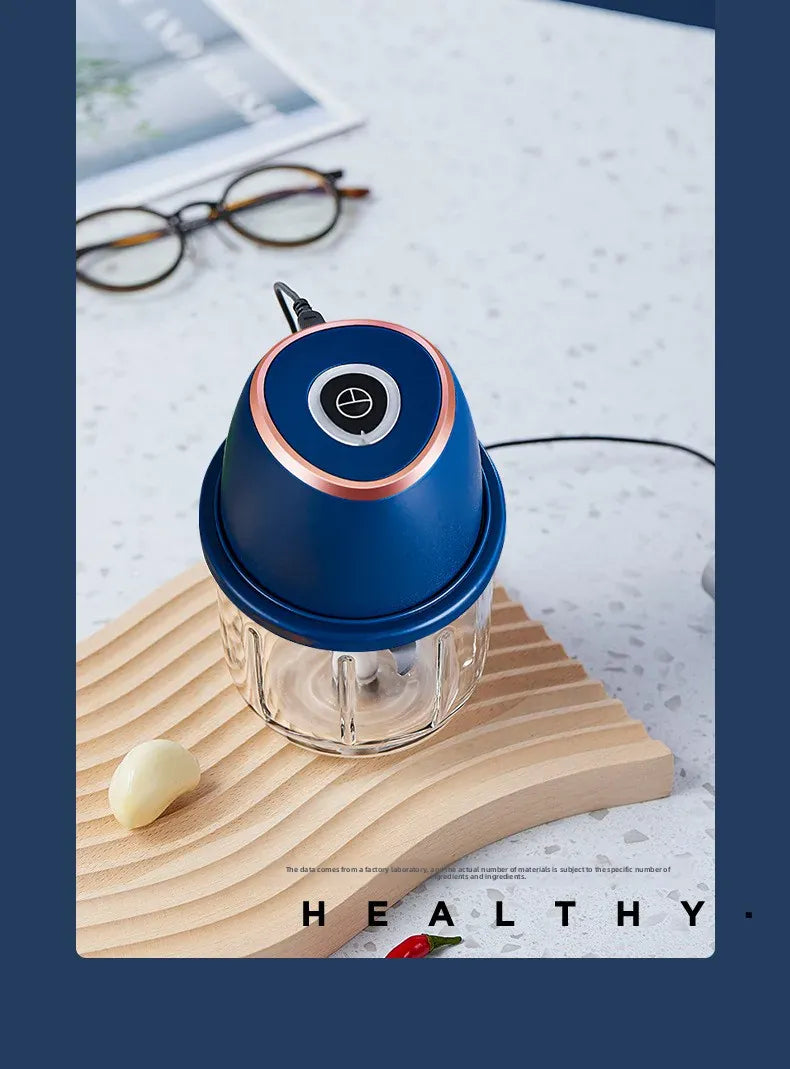 Mini Hachoir Électrique Sans Fil 350 ml — Bol en Verre, 6 Lames Inox, Batterie USB-C hachoir electrique