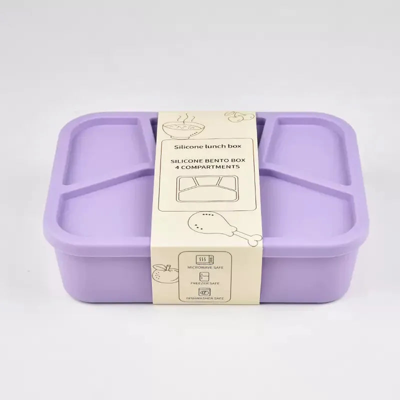 Bento Compartimenté Silicone Écologique | 4 Compartiments 700ml Bento