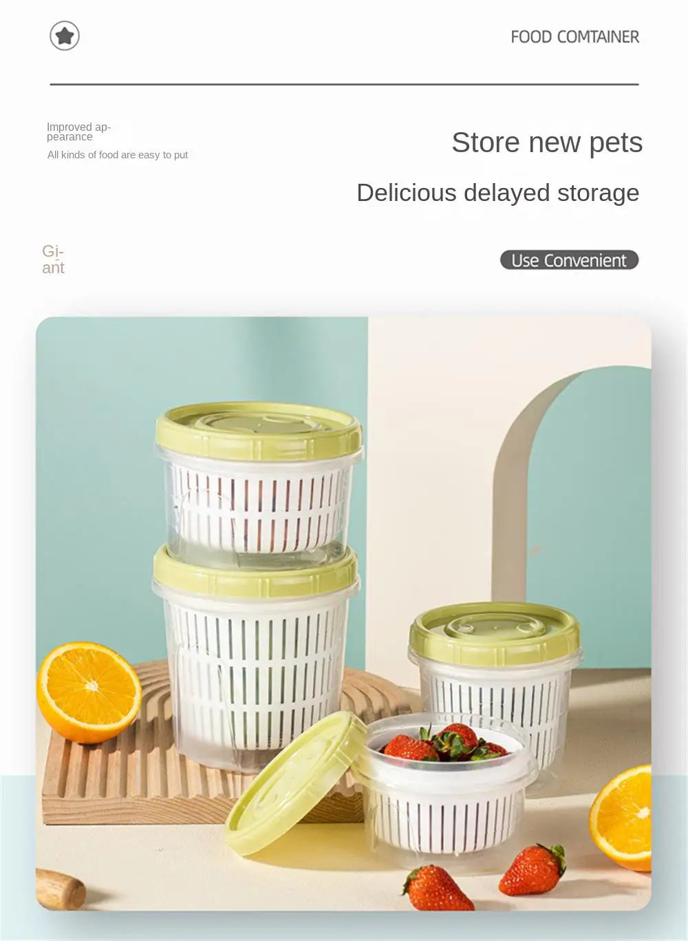 Boîte de Rangement Frigo Hermétique 700ml avec Grille Égouttoir