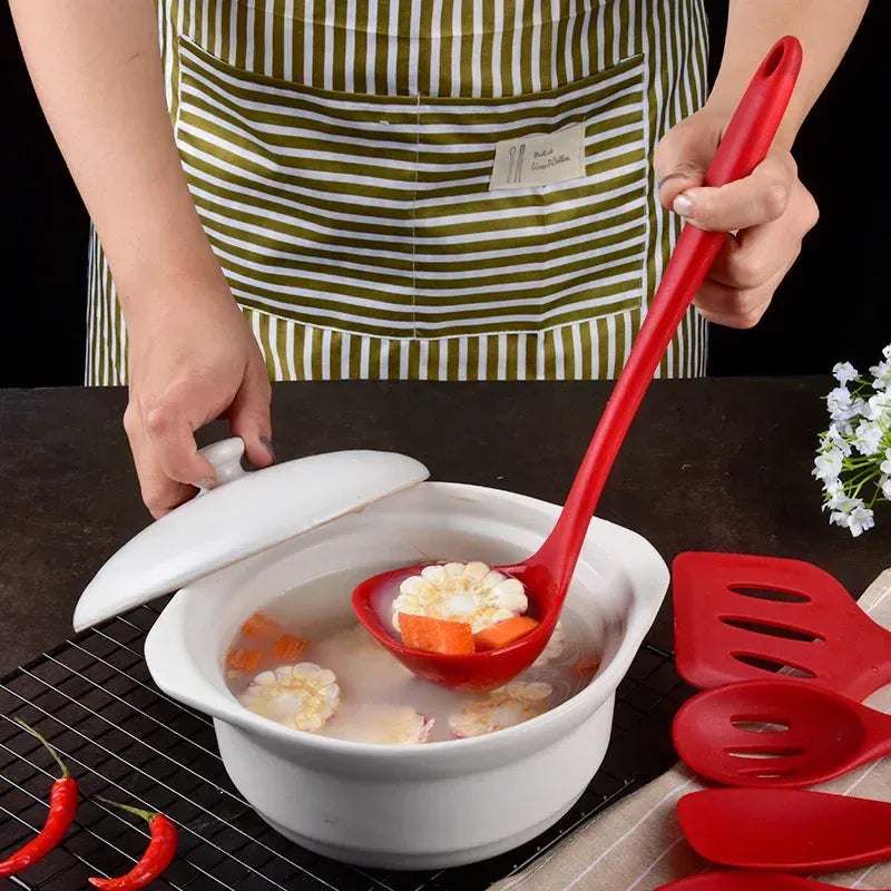 Set Ustensiles Silicone 5 pièces Résistants à la Chaleur Rouge spatule en silicone