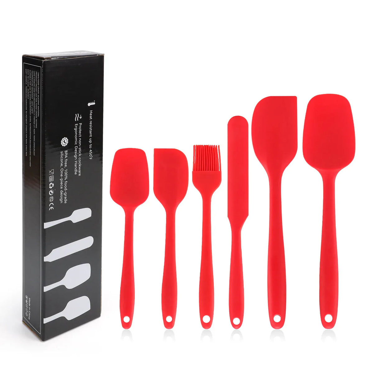 Set Ustensiles Silicone 6 pièces pour Pâtisserie | Résistants à la Chaleur spatule en silicone
