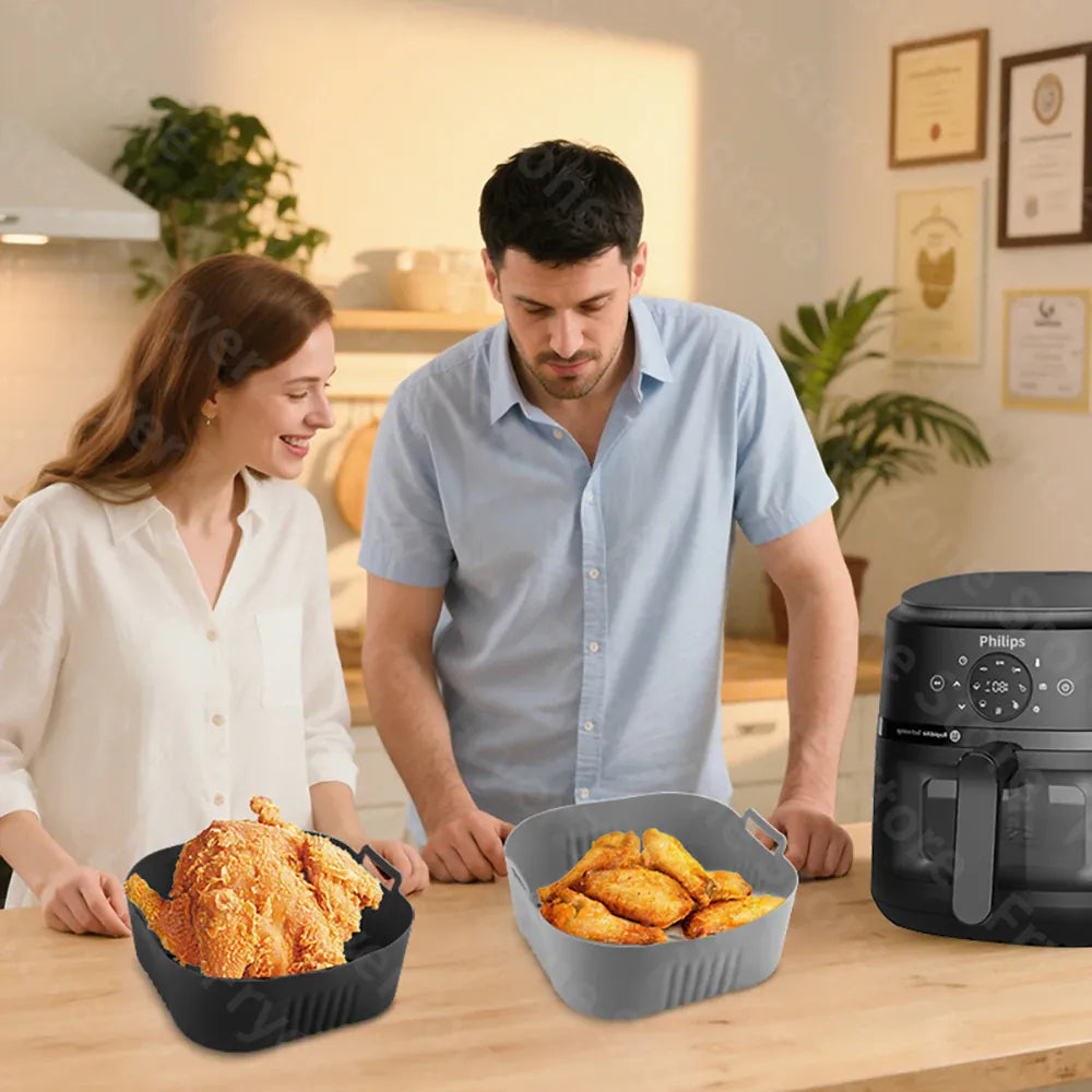Moule Silicone Air Fryer Réutilisable Carré 23 cm pour 62L Air Fryer