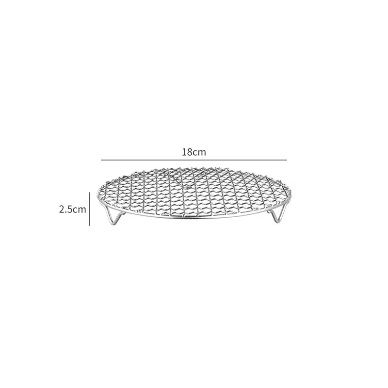 Grille Inox Air Fryer Rond Empilable - Rack de Cuisson Anti-corrosion Air Fryer