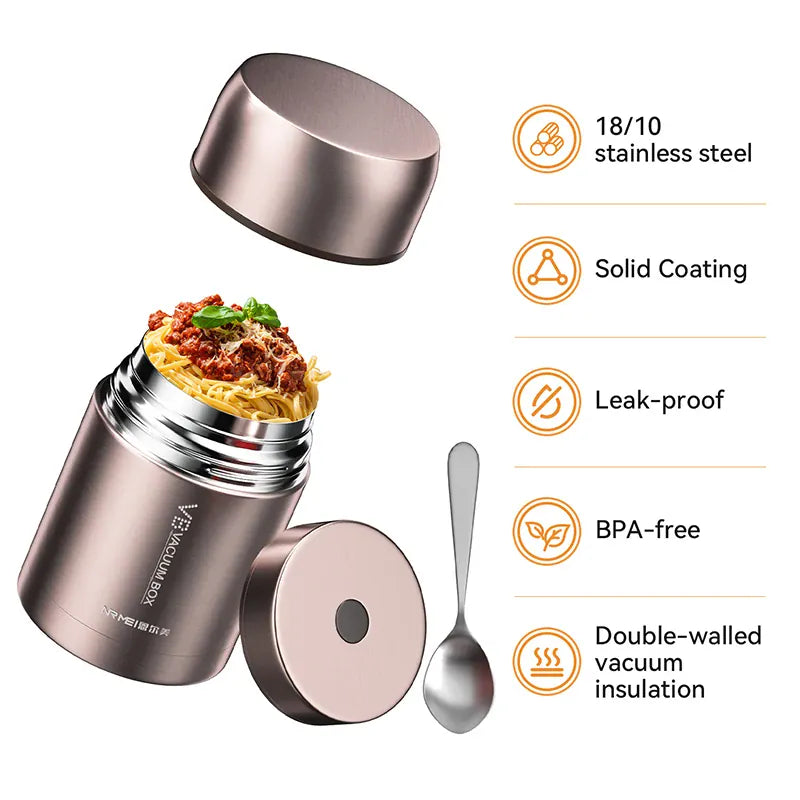 Thermos Alimentaire Isotherme Inox 316 - 16 h Chaud, 18 h Froid - 600 à 1200 ml lunchbox