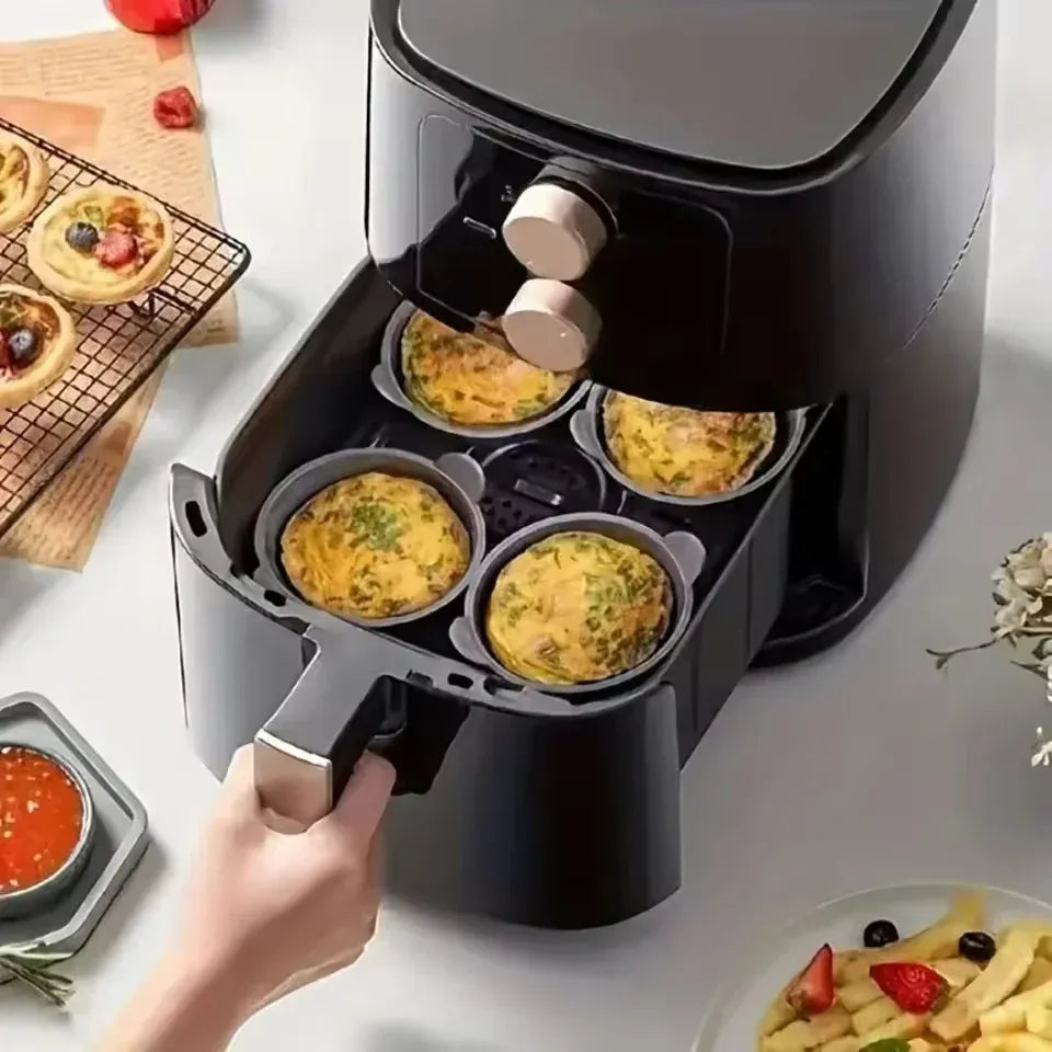 Moule Silicone Réutilisable Air Fryer Lot de 12 Ronds Antiadhésifs Air Fryer
