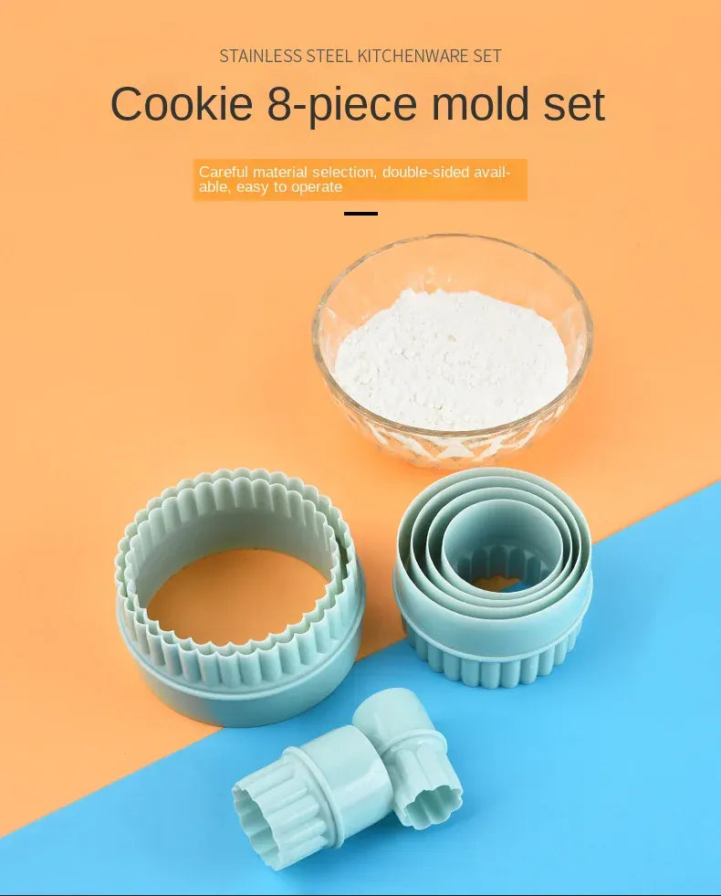 Emporte-pièces à Biscuits en Silicone - Set de 8 Formes Ronde Vert Clair emportepieces