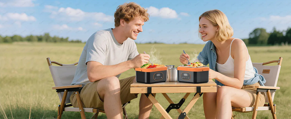 LunchBox Chauffante Sans Fil 60 W — Batterie 18 000 mAh, Cuve Inox 304, Timer 8h lunchboxchauf