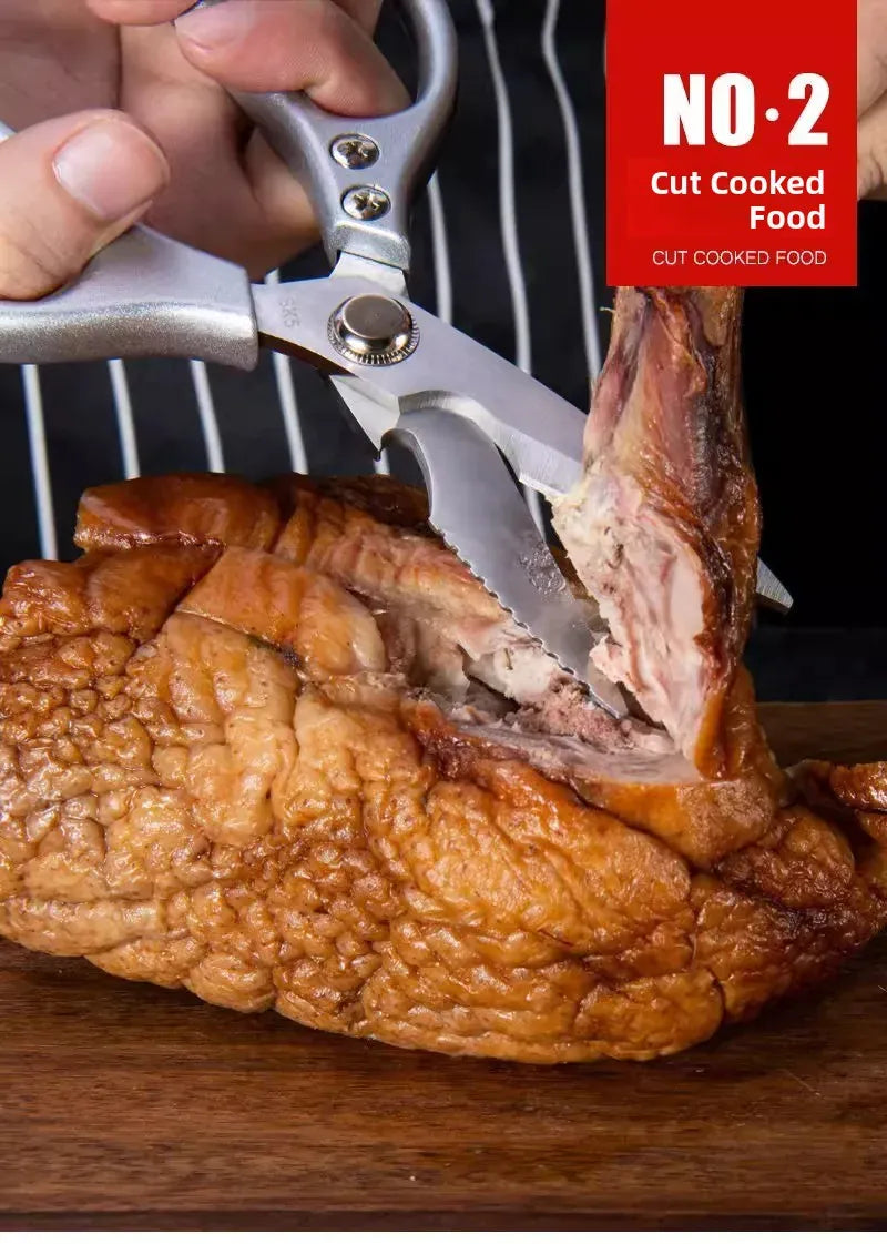 Ciseaux de cuisine inox multifonctionnels pour viande et os ciseaux