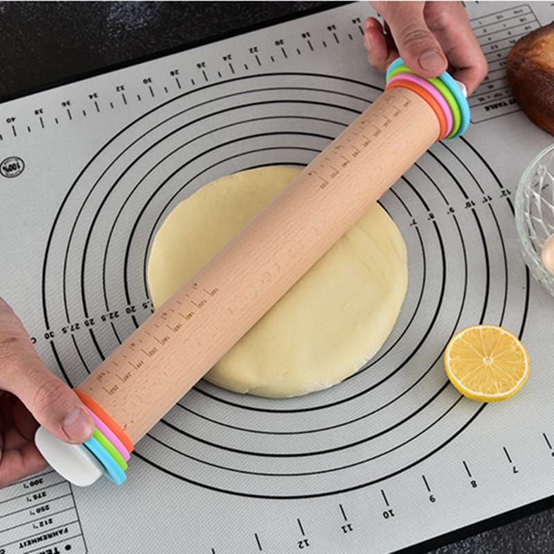 Rouleau à pâtisserie réglable en bois avec anneaux interchangeables rouleaupatisserie