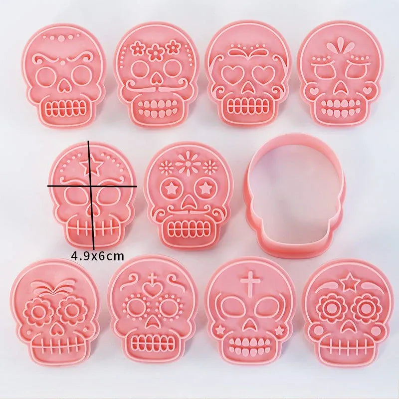 Emporte-pièces en Silicone 10 pièces - Motifs de Crânes Halloween emportepieces