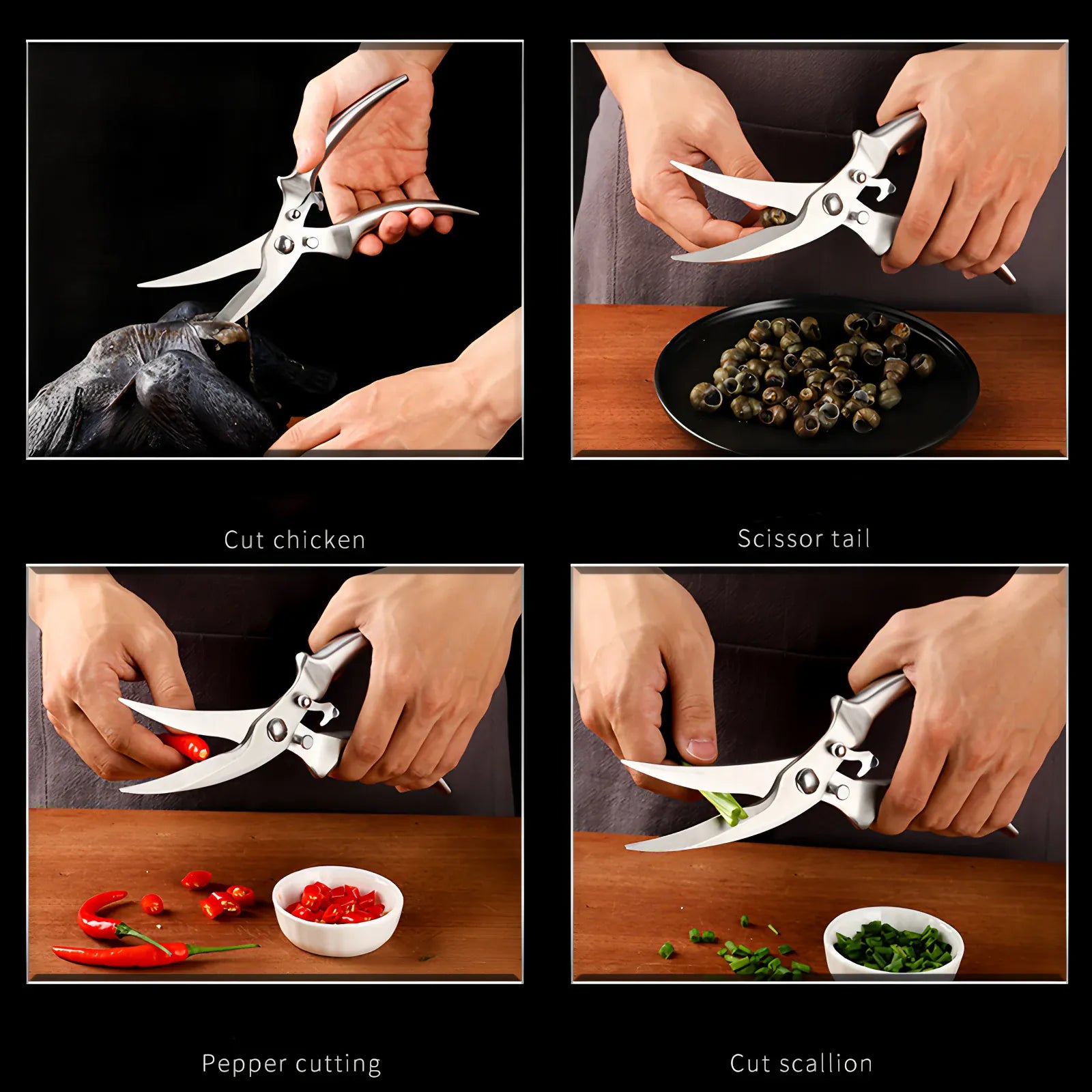 Ciseaux de cuisine multifonctions avec poignée anti-glisse 3 pièces ciseaux