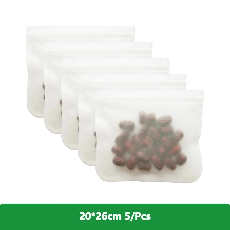 1/5/10 Pcs Reusable Ziplock Silicone Bags Dishwasher Safe Freezer Bag Lunch Bag Sandwich Bags BPA Free for Food Storage Home