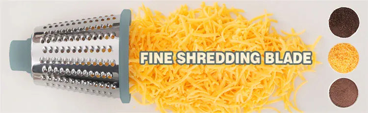 Râpe à Tambour Rotatif 3-en-1 Acier Inoxydable — Trancheur, Râpe Grossière et Fine rape
