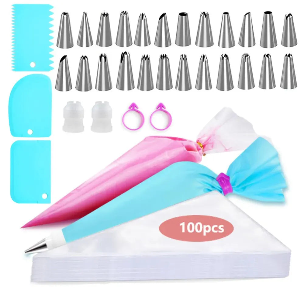 Poches à douille en silicone 100 pcs avec embouts en acier inoxydable douillepoche