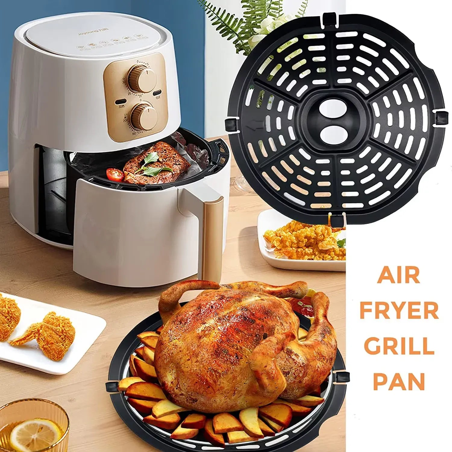Grille Antiadhésive Air Fryer Rond 24 cm - Accessoire de Cuisson Air Fryer