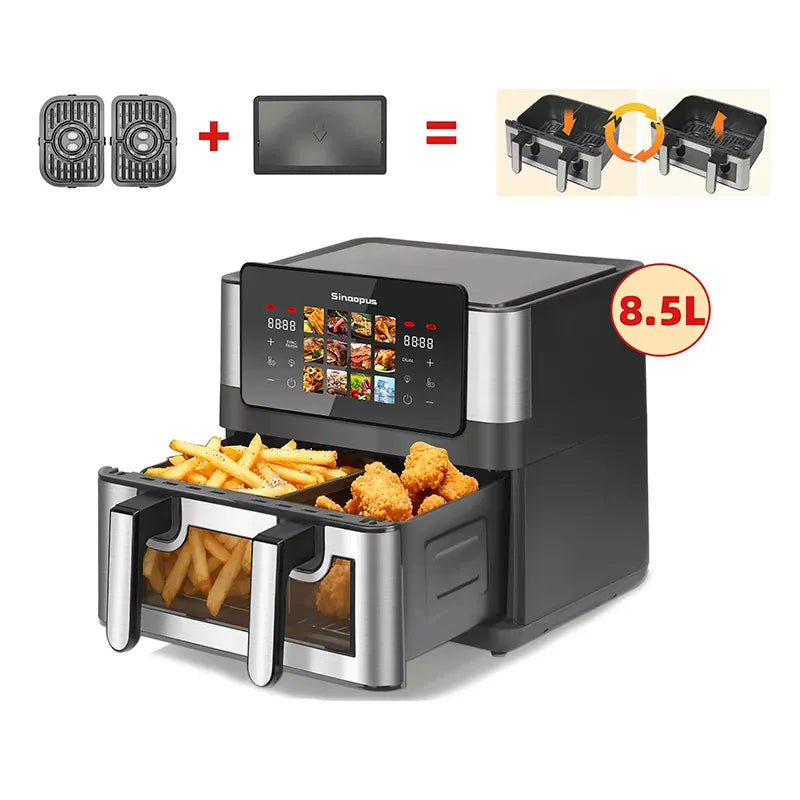 Friteuse Sans Huile Double Panier 85L 2000W Écran Tactile airfryers