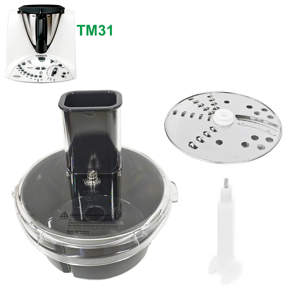 Kit Découpe et Râpe pour Thermomix TM31 – Conteneur avec Disque Inox Thermomix
