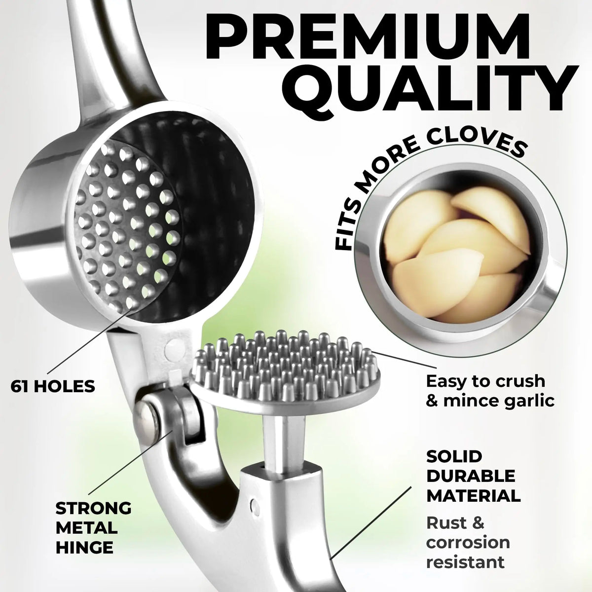 Presse-Ail Inox Manuel avec Bol Grand Volume et Accessoires presseail