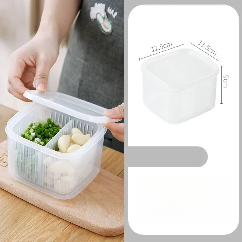 Bac de Conservation Fruits et Légumes avec Grille Égouttoir 1L