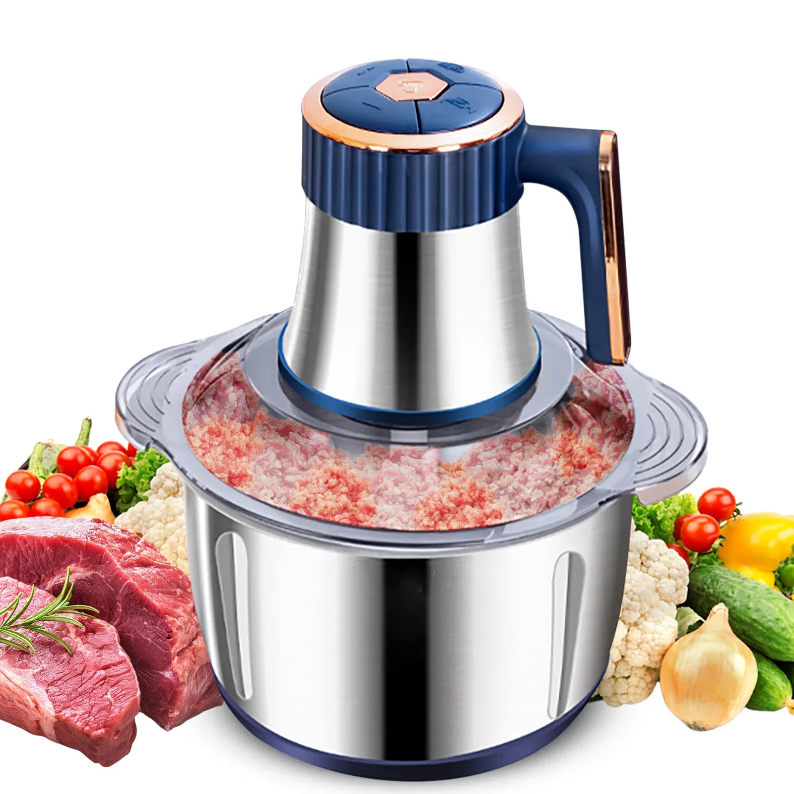 Hachoir Électrique Multifonction 5 L — 500 W, 6 Lames Cyclone Inox, 5 Vitesses hachoir electrique