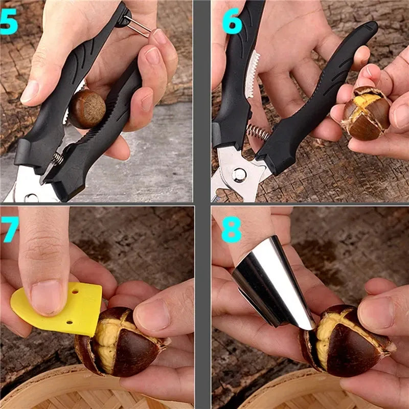 Ciseaux de cuisine multifonctions en acier pour éplucher châtaignes ciseaux