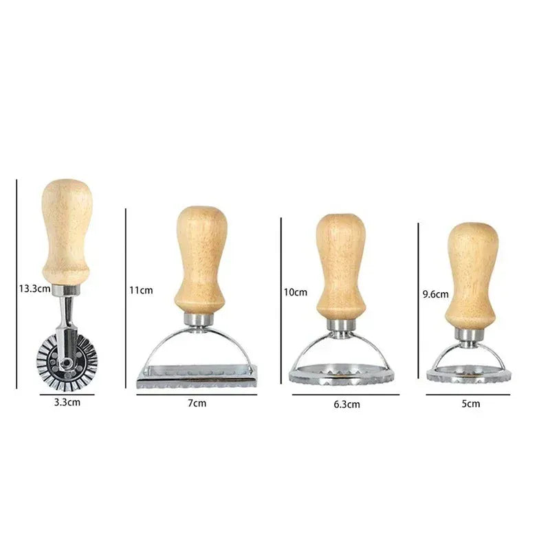 Emporte-pièces à pâtisserie en inox - Set de 6 moules avec poignée en bois emportepieces
