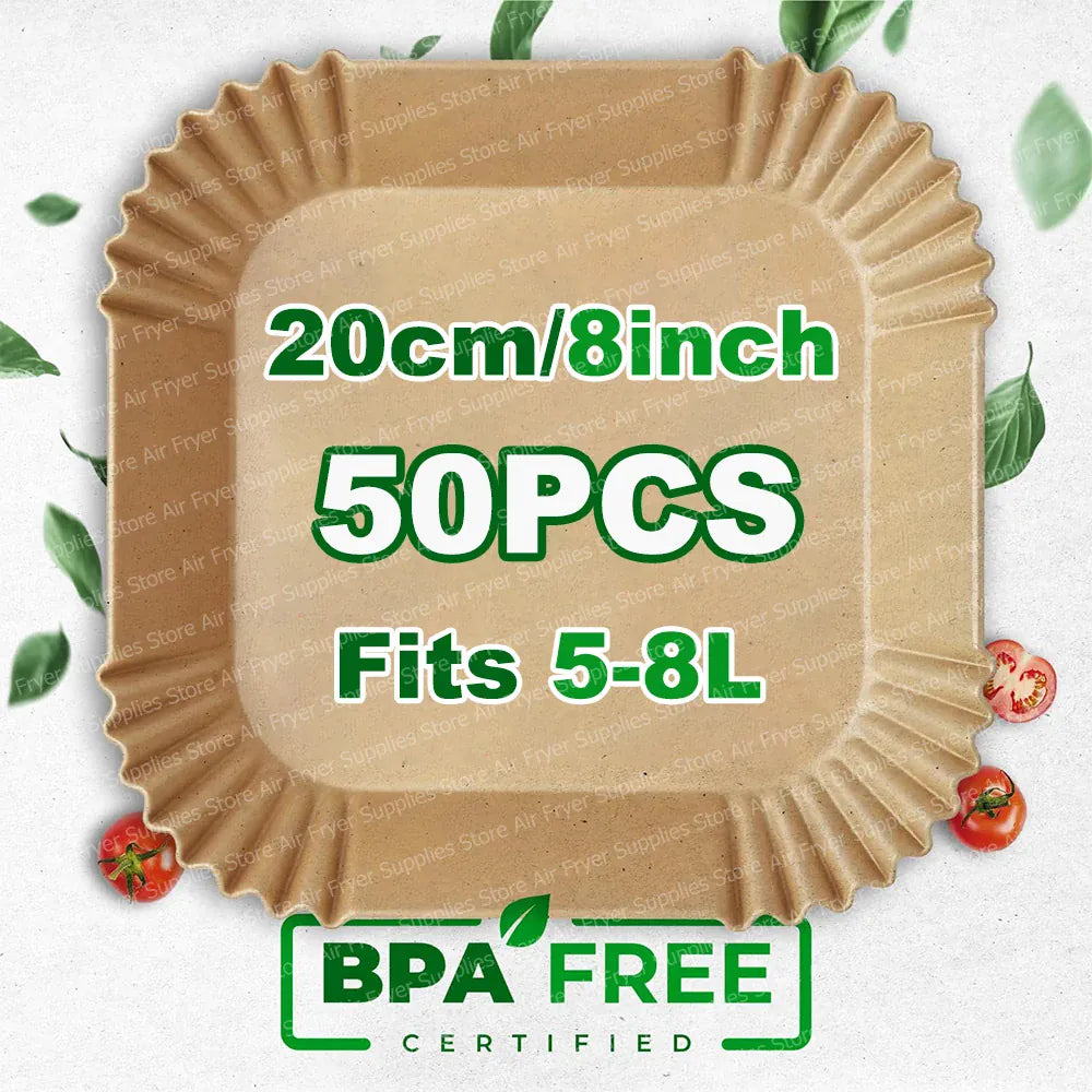 Papier Cuisson Air Fryer Jetable Carré 20cm - Lot de 200 Pièces Air Fryer