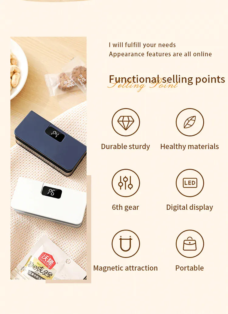 Scelleuse Alimentaire Mini Portable Rechargeable avec Affichage Digital sv