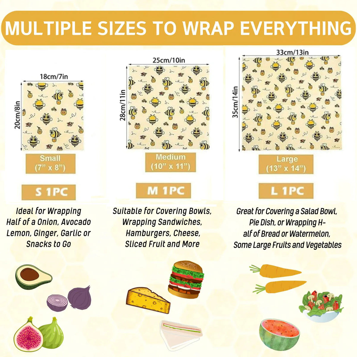 Film Alimentaire Réutilisable en Cire d'Abeille - Lot de 6 far