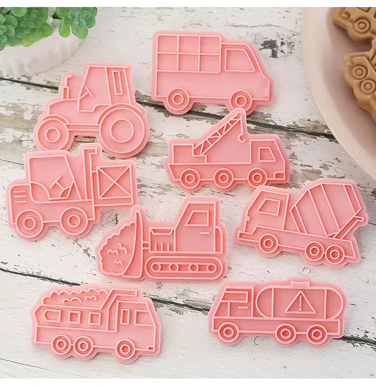 Emporte-pièces de pâtisserie - Set de 8 camions en plastique 3D emportepieces