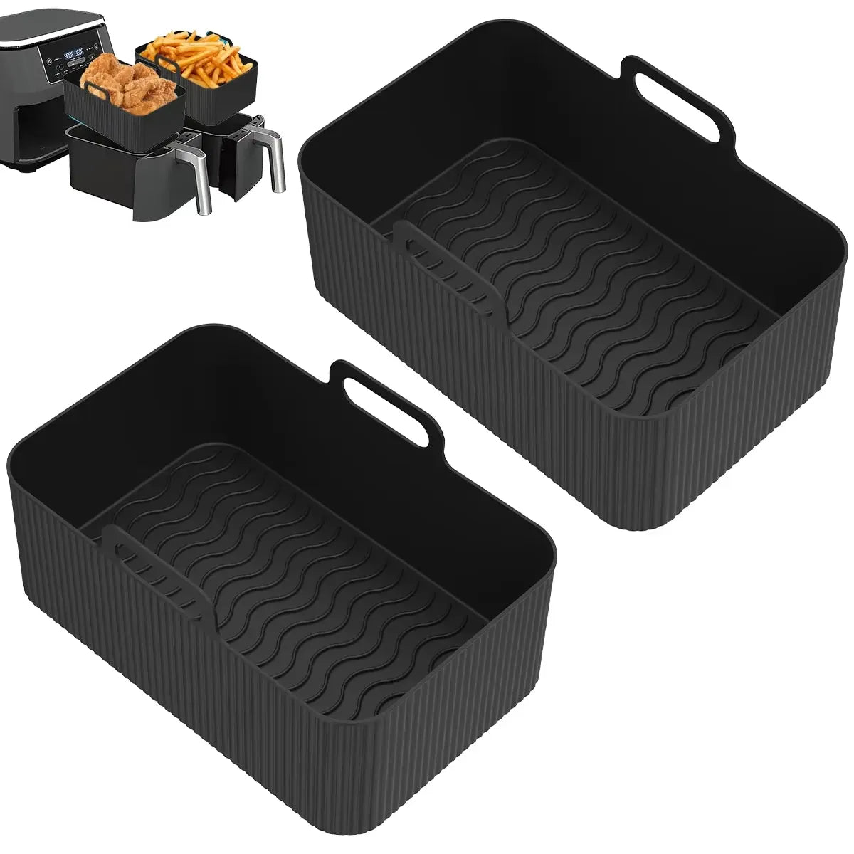 Moule Silicone Air Fryer Rectangulaire Réutilisable - Lot de 2 Pièces Air Fryer