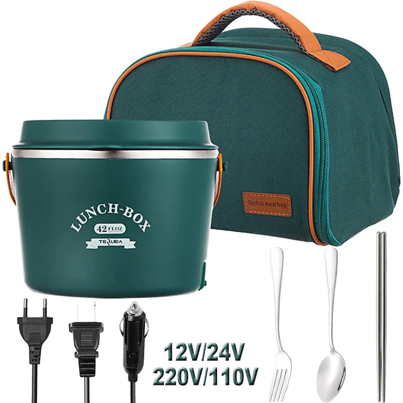 LunchBox Chauffante Électrique Acier Inoxydable 304 — 1,2 L / 48 W / 12 V-220 V lunchboxchauf