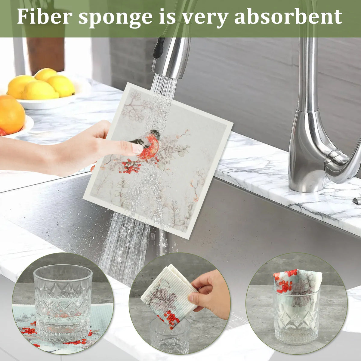 Torchons en Coton Cellulosique Absorbants - Lot de 6 Pièces