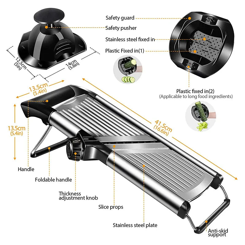 Mandoline Professionnelle Acier Inoxydable 304 — Lames Multiples et Réglables Mandoline