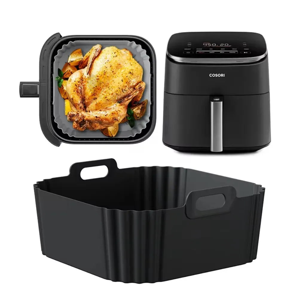 Moule Silicone Air Fryer Carré Réutilisable 55-62L avec Poignée Air Fryer