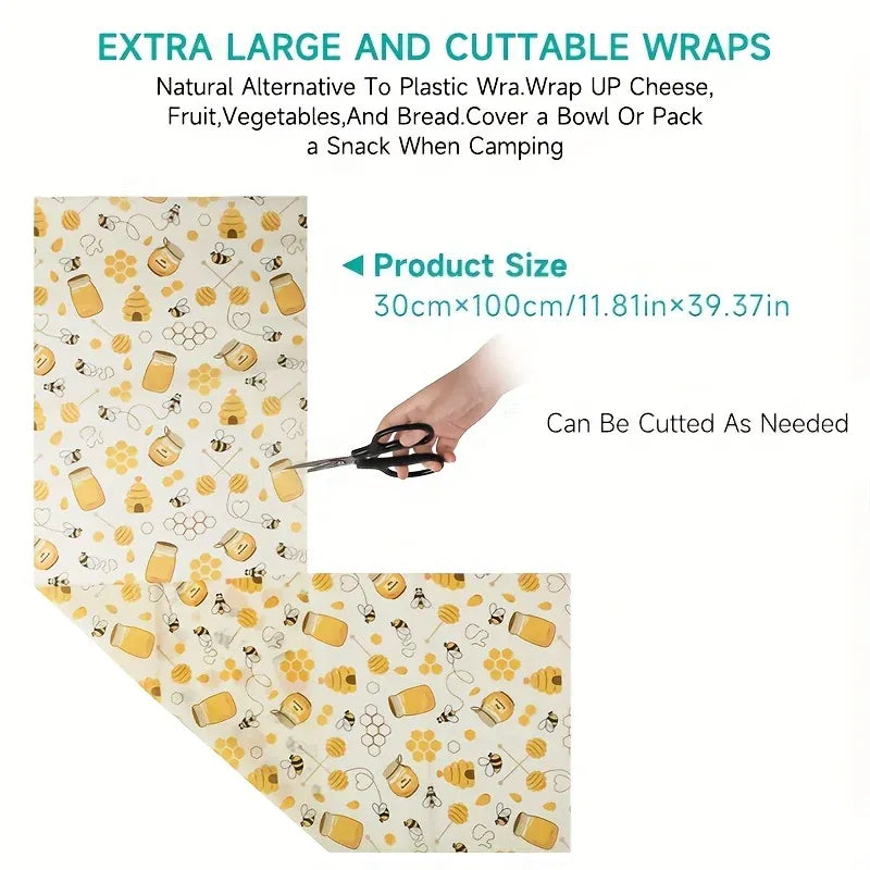Film Alimentaire Cire d'Abeille Réutilisable 100x30 cm - Lot de 1 far