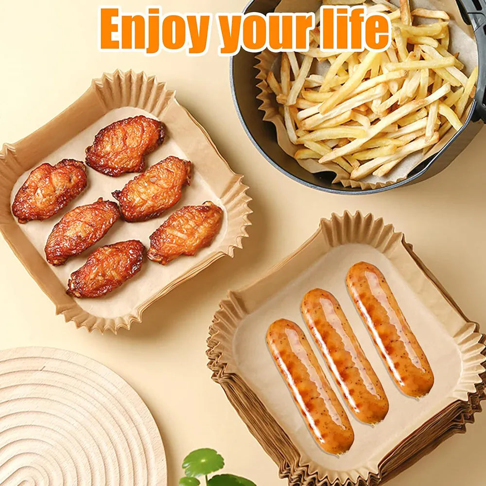 Papier Cuisson Air Fryer Jetable Carré 20cm - Lot de 200 Pièces Air Fryer