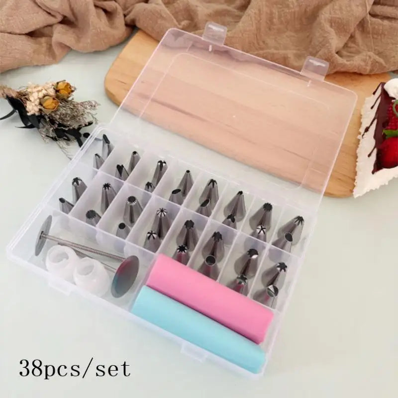Set d'outils de décoration de gâteaux en inox - 38 pièces avec poches douillepoche