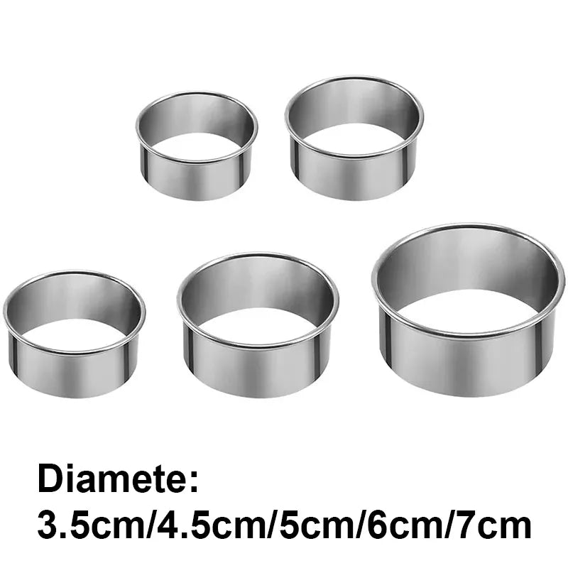 Ronds à Pâtisserie en Acier Inoxydable - Set de 5 Pièces pour Biscuits emportepieces