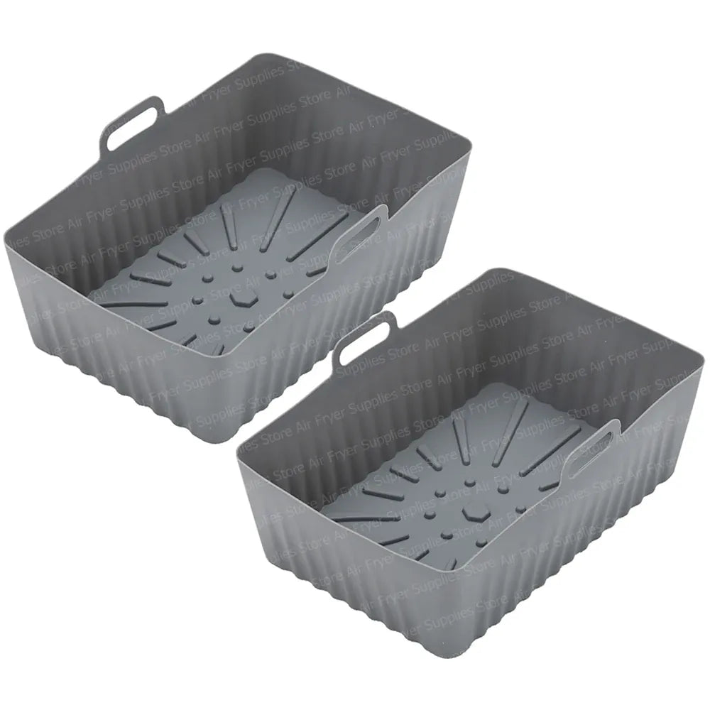 Moule Silicone Réutilisable pour Friteuse Rectangulaire - Lot de 2 Air Fryer