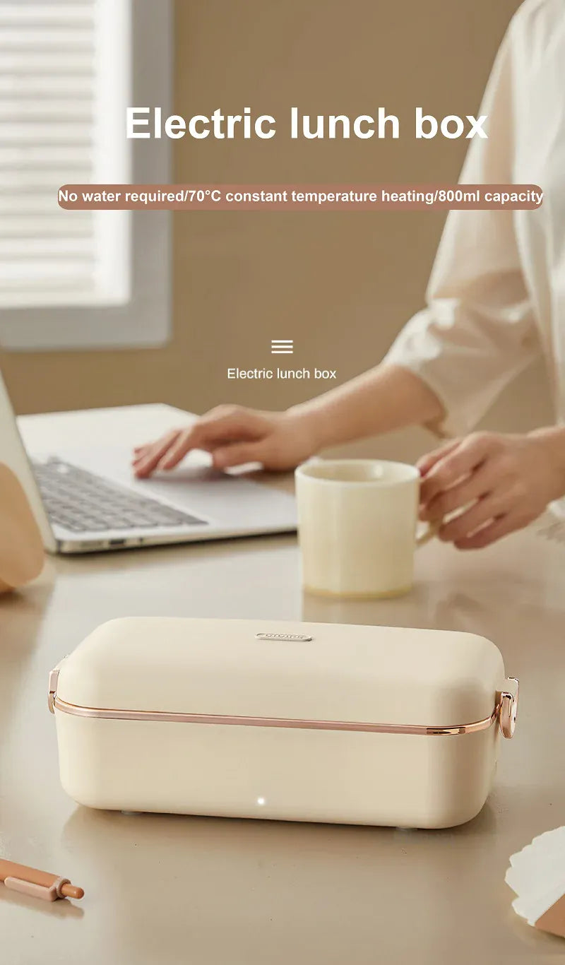 Lunch Box Chauffante Électrique 45W 800ml — Cuve Inox 304, Sans Eau, 70°C lunchboxchauf