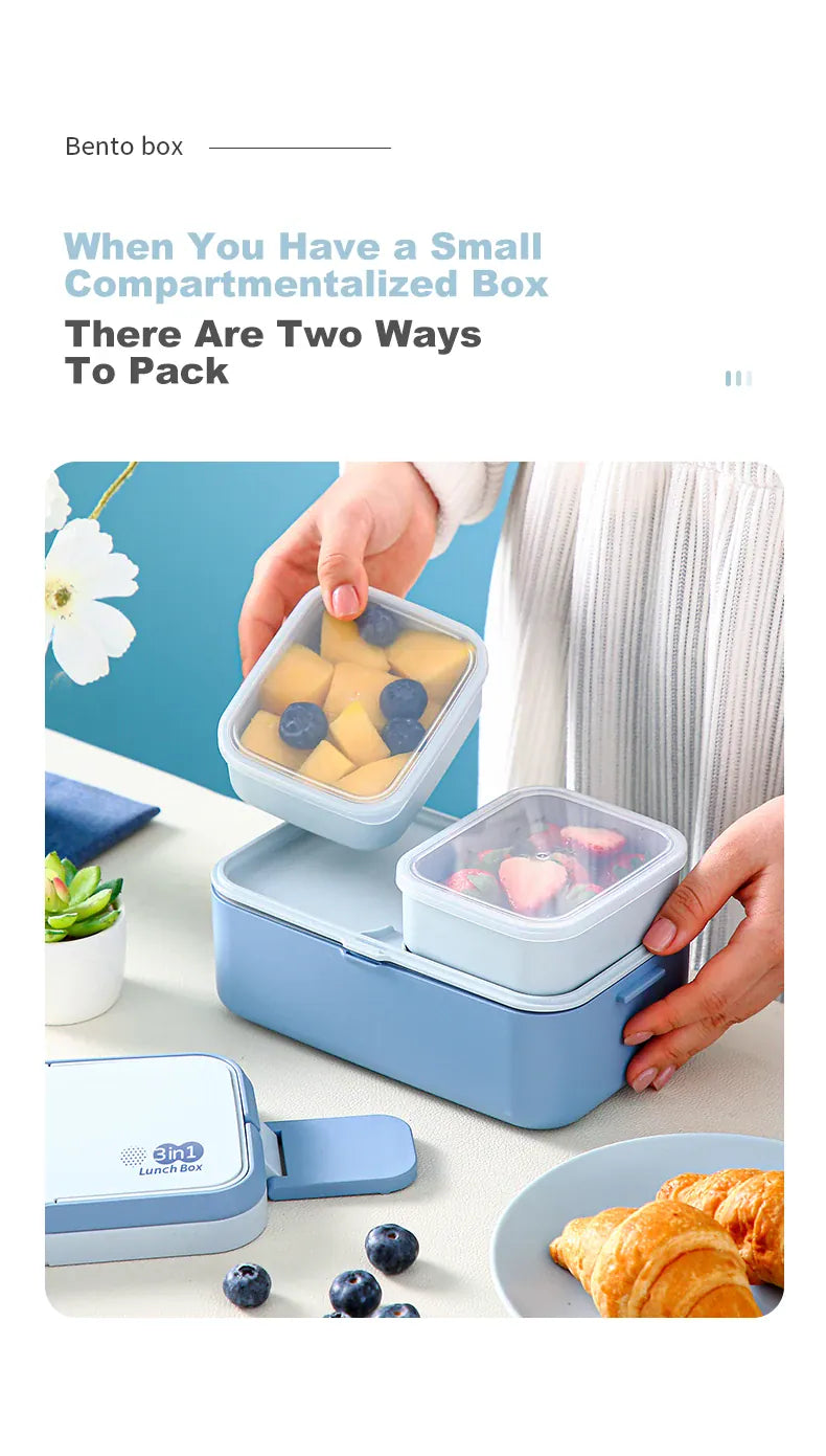 Bento 2 Étages Bambou 760ml + 1200ml | Micro-ondable et Compartimenté Bento