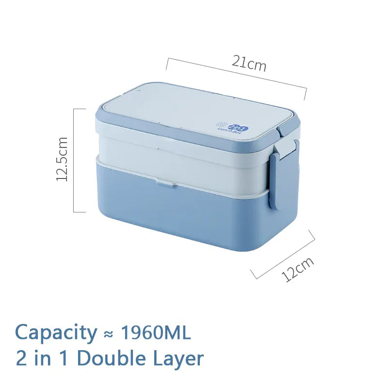 Bento 2 Étages Bambou 760ml + 1200ml | Micro-ondable et Compartimenté Bento