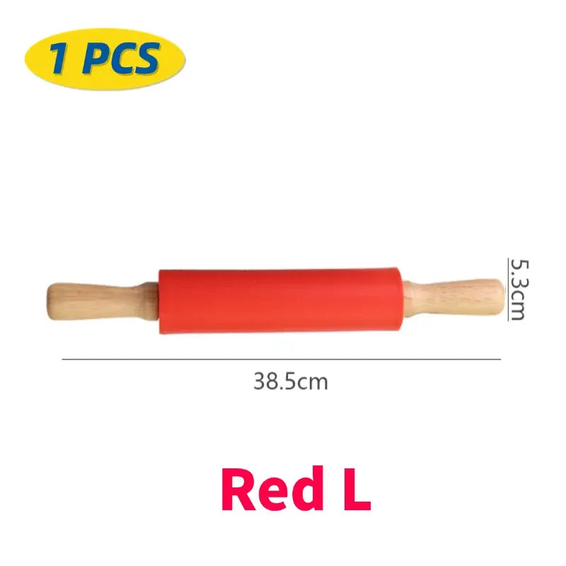 Rouleau à pâtisserie en silicone non-adhérent avec poignées en bois - Set de 14 pièces rouleaupatisserie