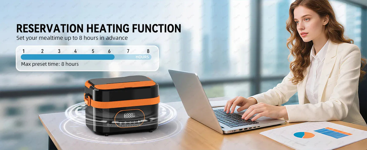 LunchBox Chauffante Sans Fil 60 W — Batterie 18 000 mAh, Cuve Inox 304, Timer 8h lunchboxchauf